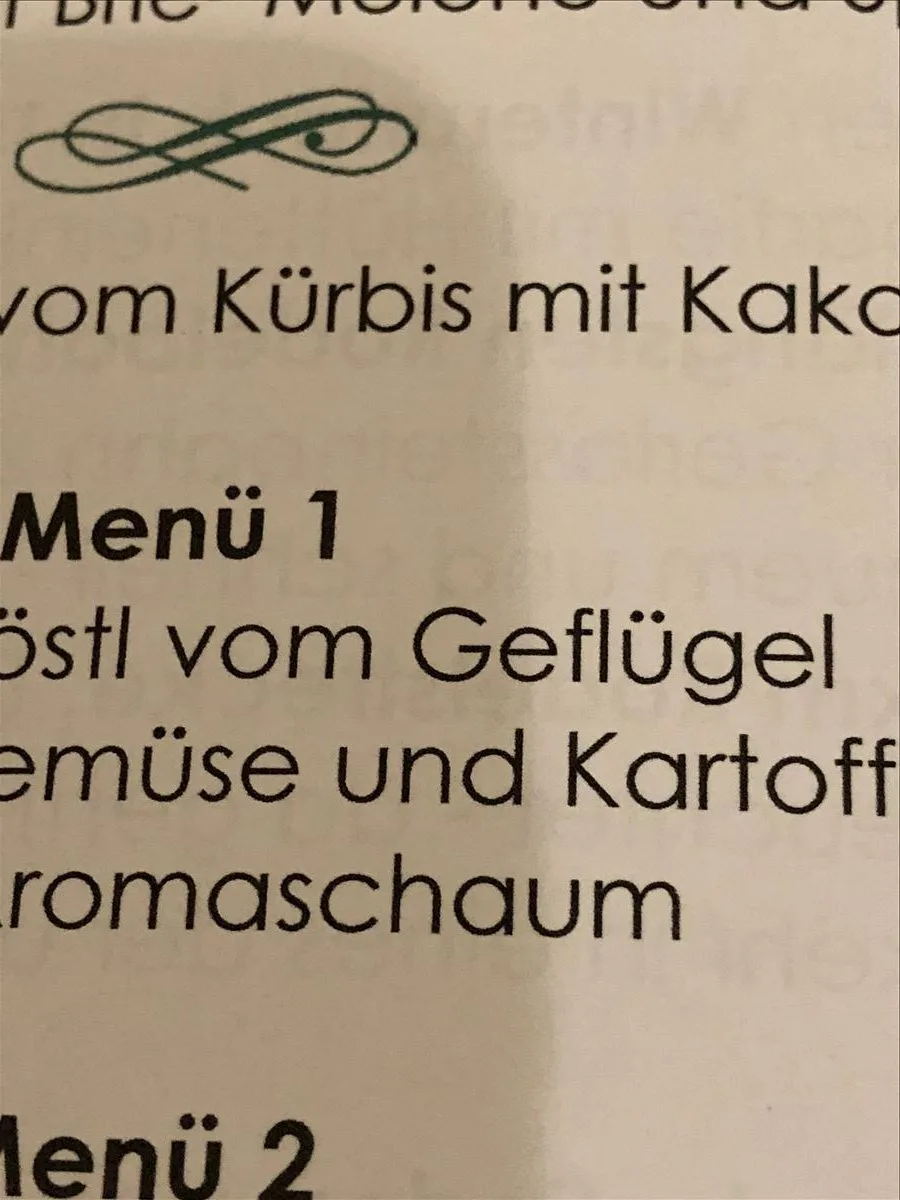 Restaurant menu in Austria in German