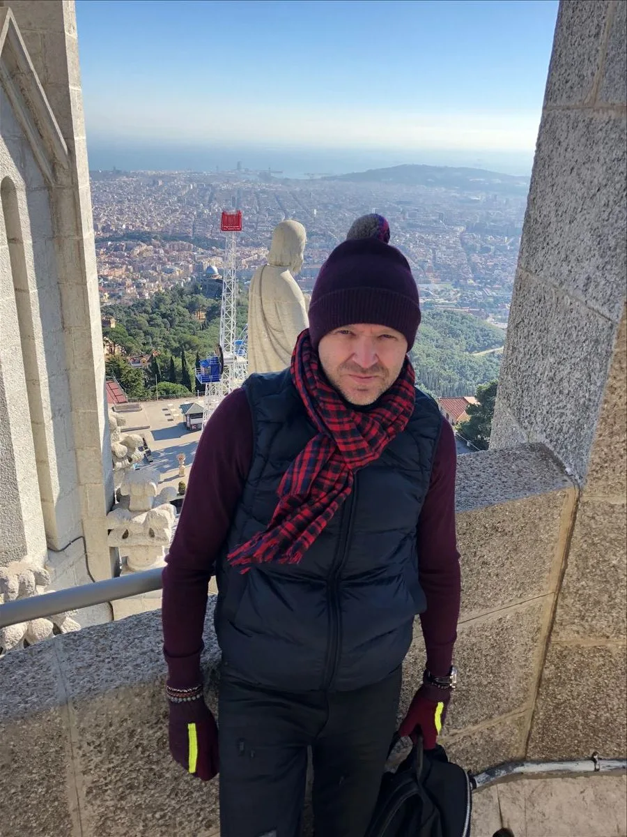 Girl on a viewpoint over Barcelona