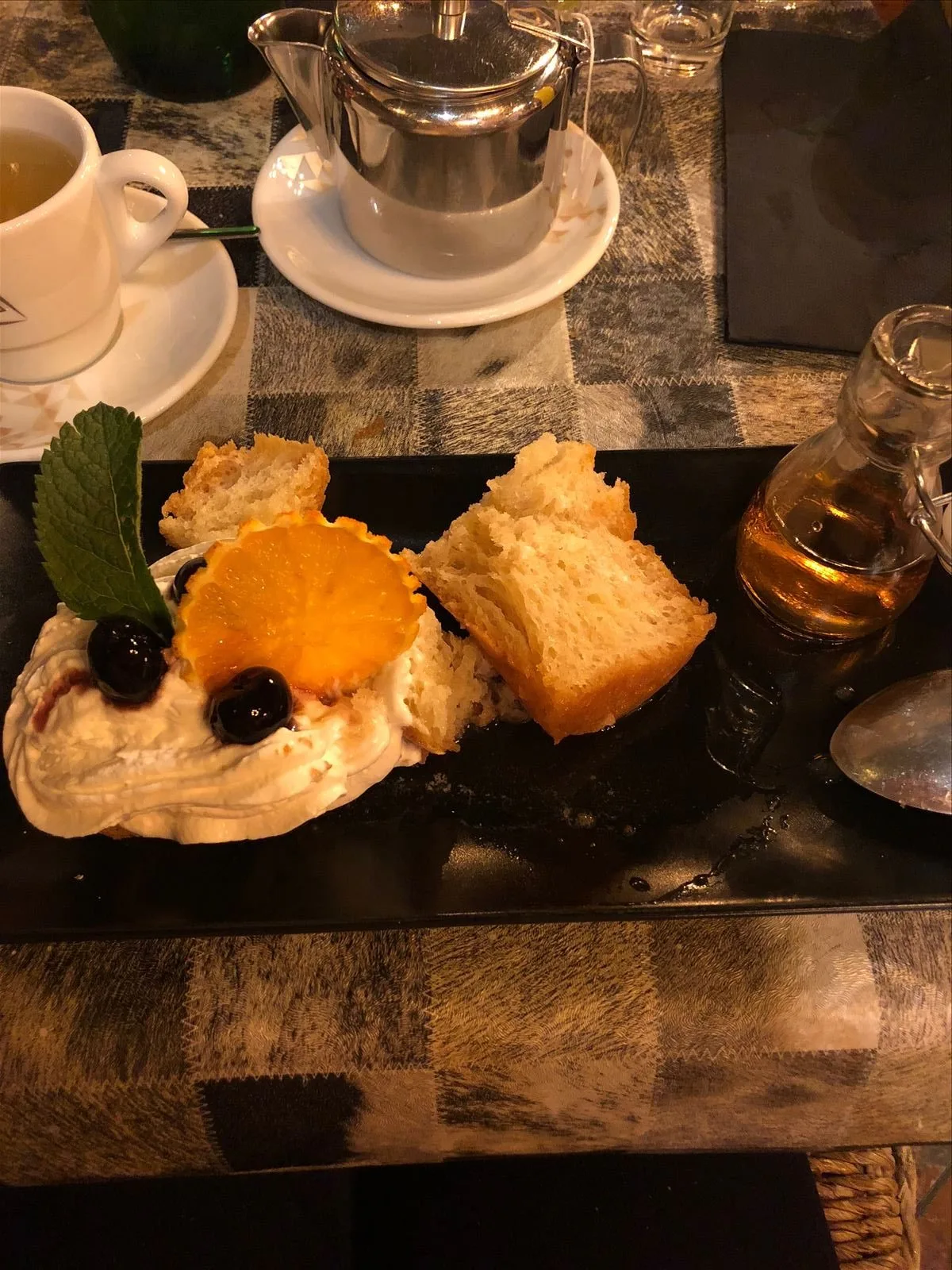 Dessert with honey and bread in Andorra