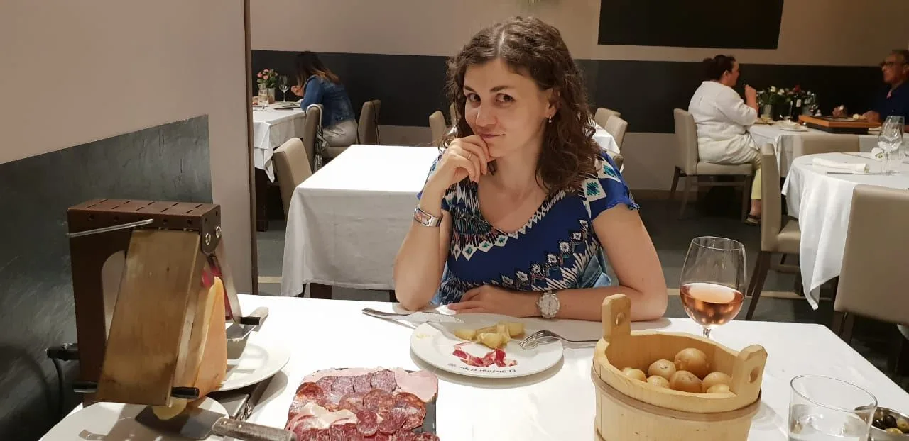 Woman having lunch in a restaurant in Andorra