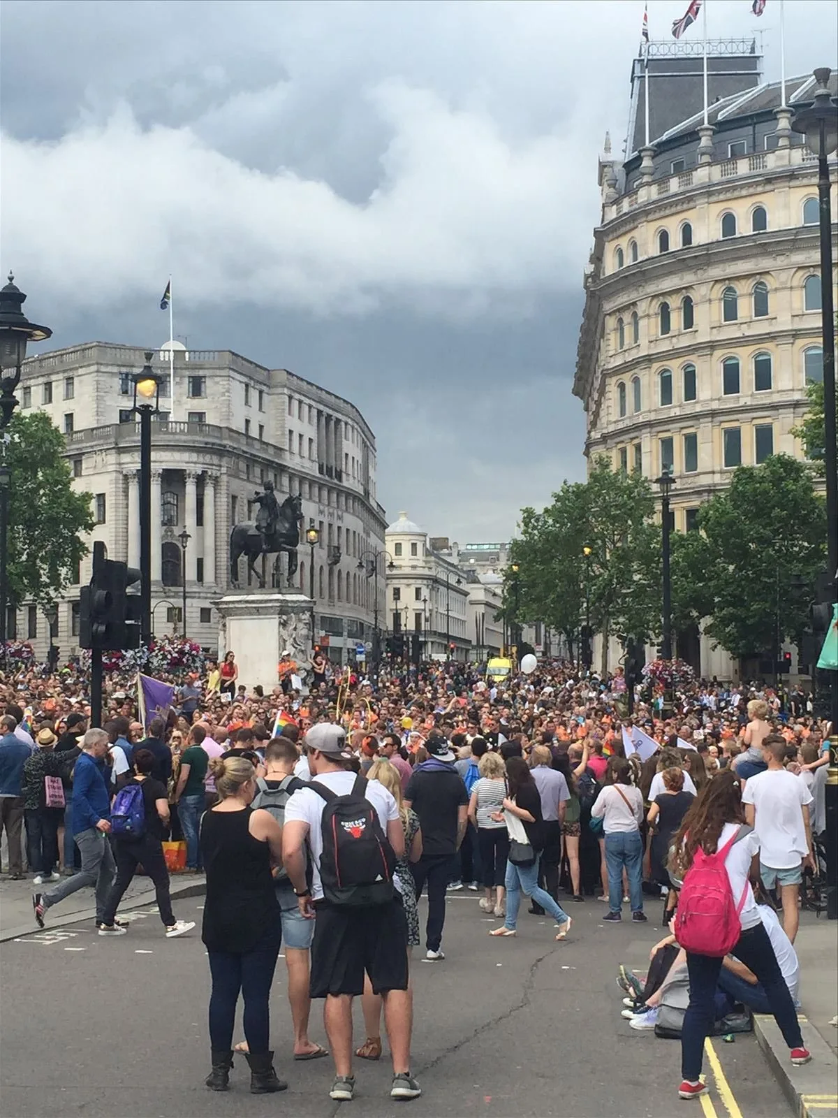 Crowd at Trafalgar Square in London