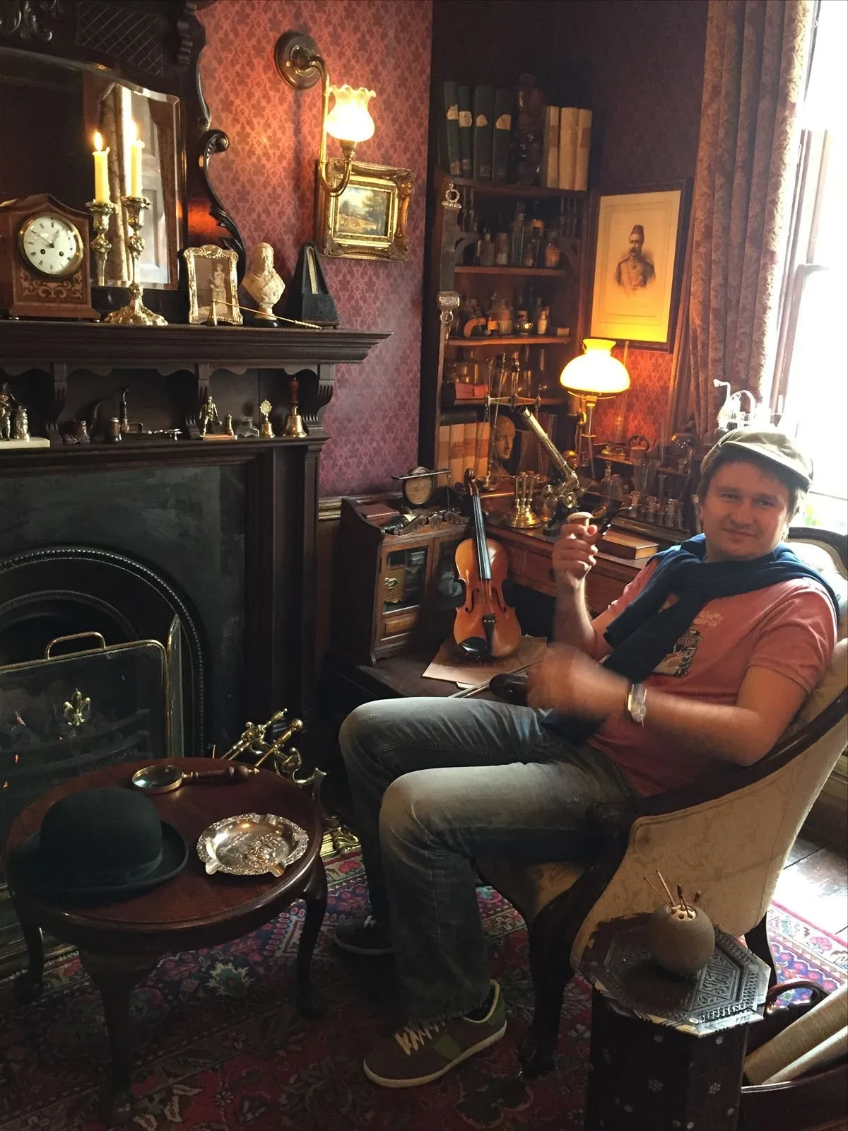 Interior of London pub - fireplace and bar
