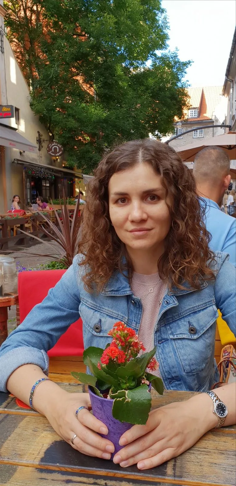 Girl in a café in Old Town Riga