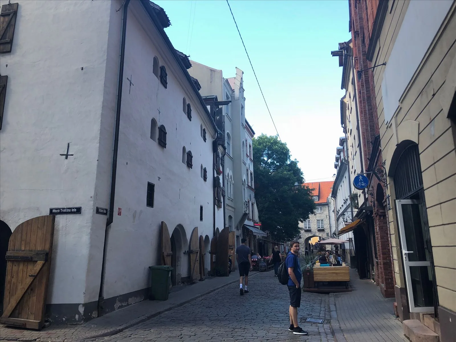Narrow cobbled alley of old Riga