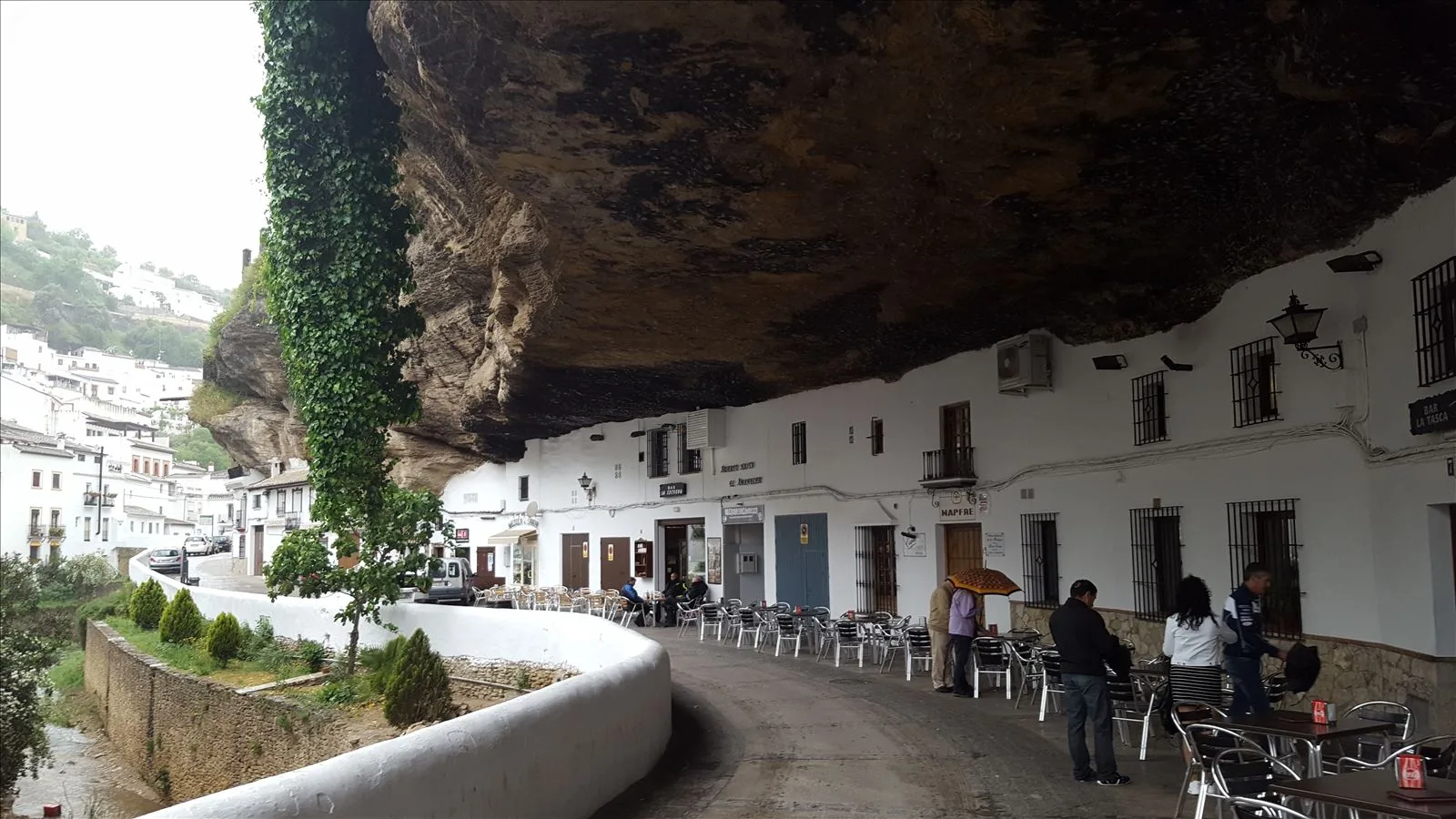 White houses of Ronda at vertical cliff