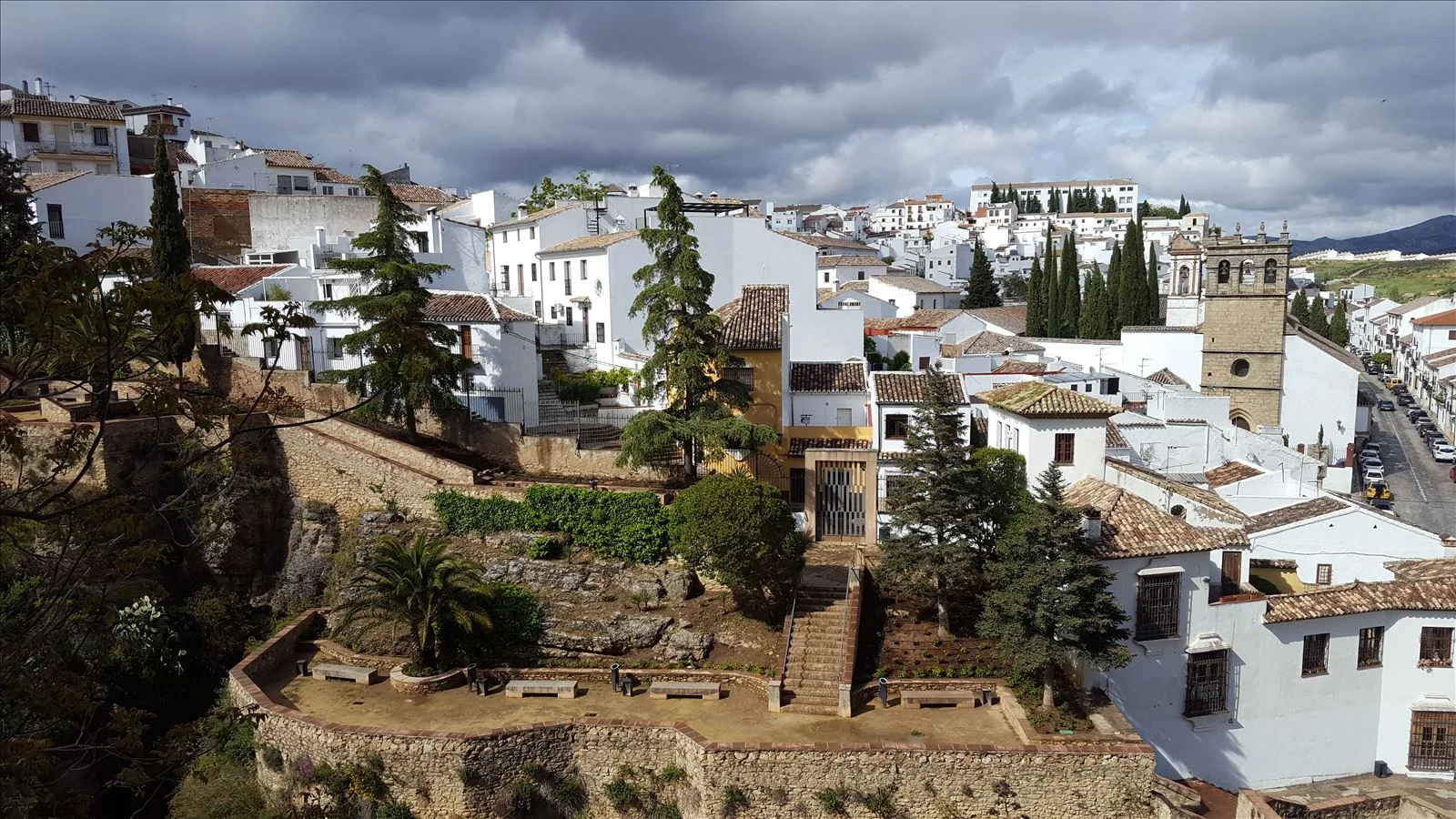 White cottages of Ronda at canyon edge