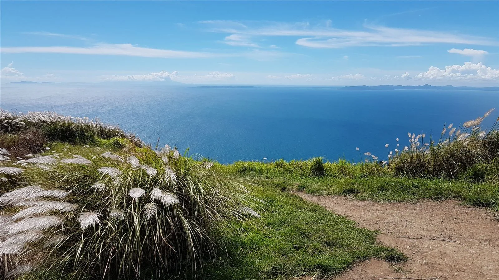 View of the sea from the mountain slope