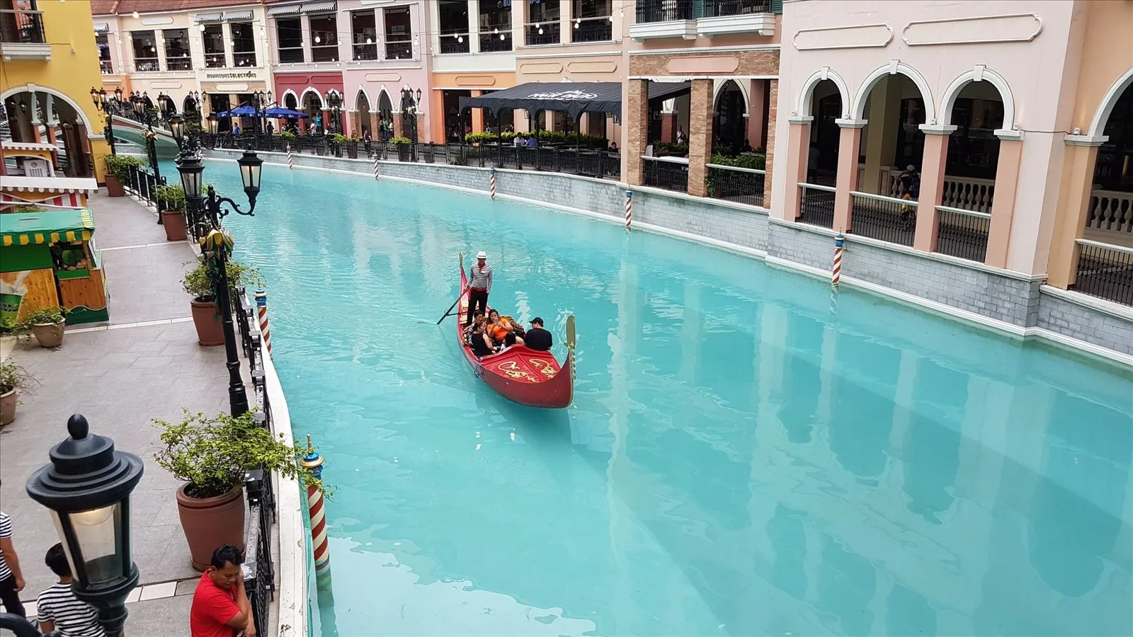 Gondola on shopping center canal