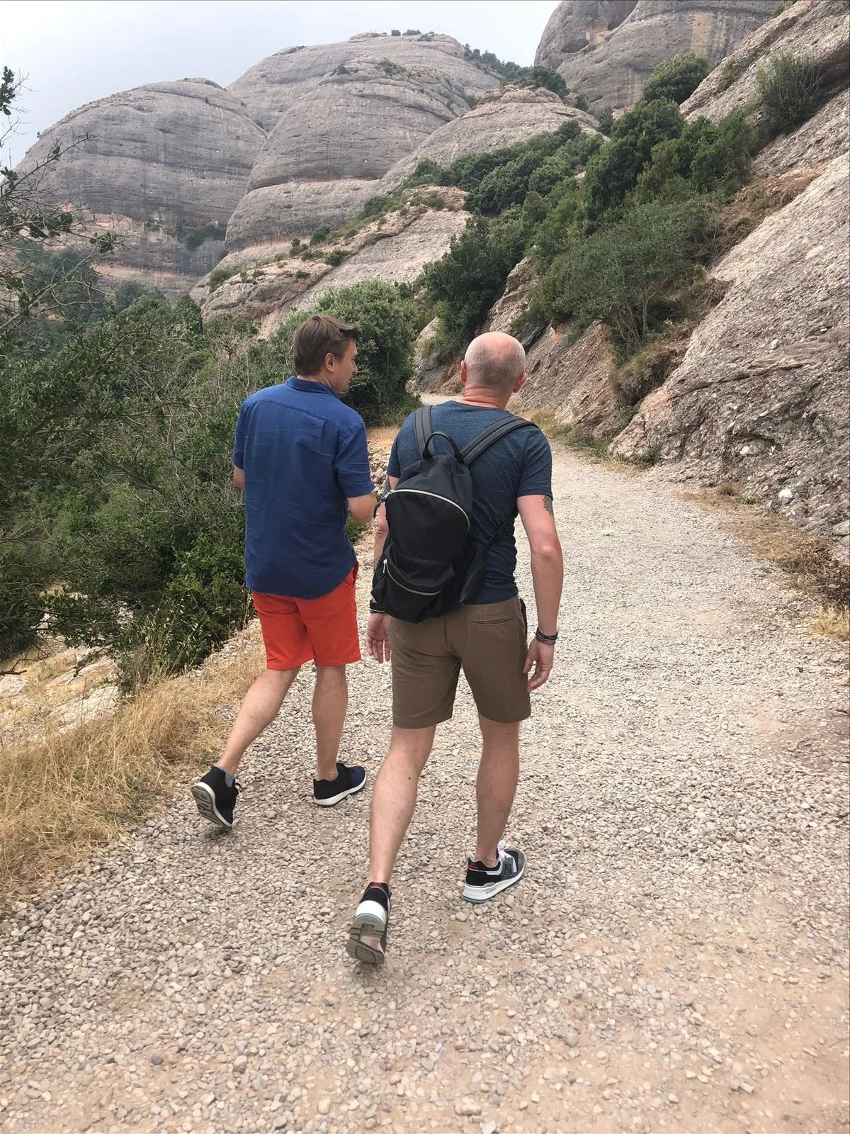 Tourist on a mountain trail in Montserrat