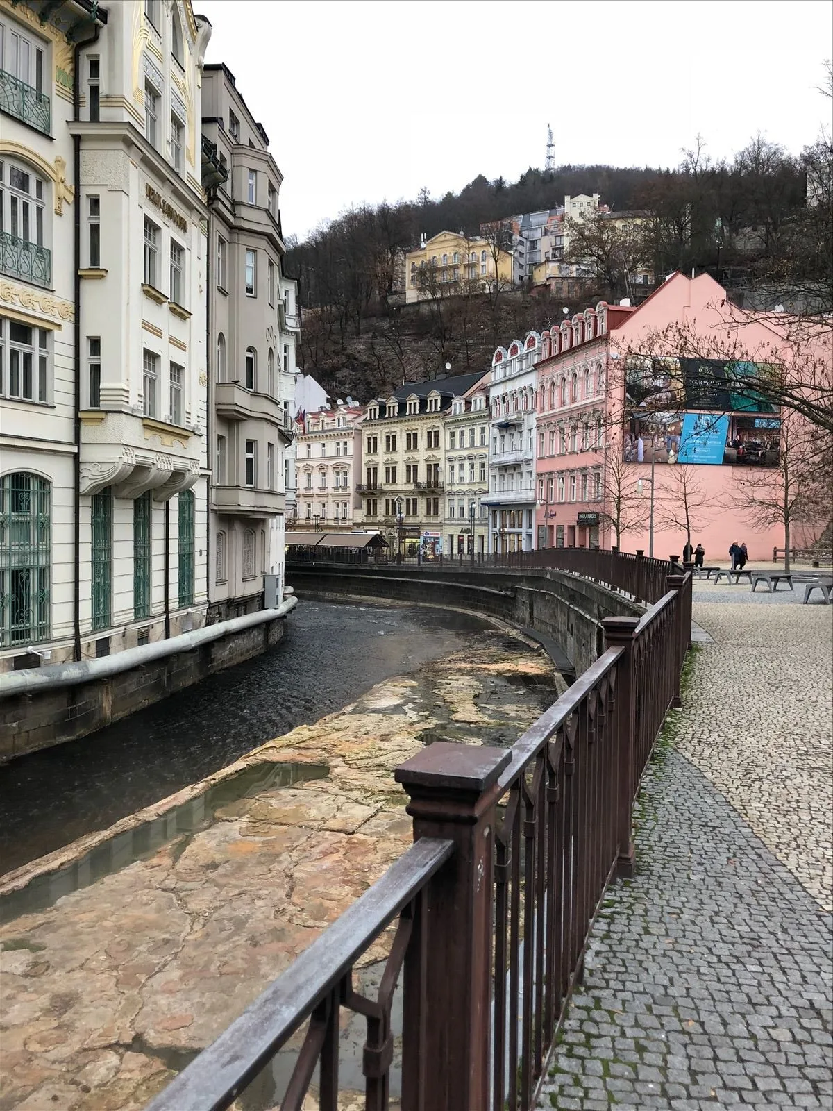 Colorful resort houses by the Teply river