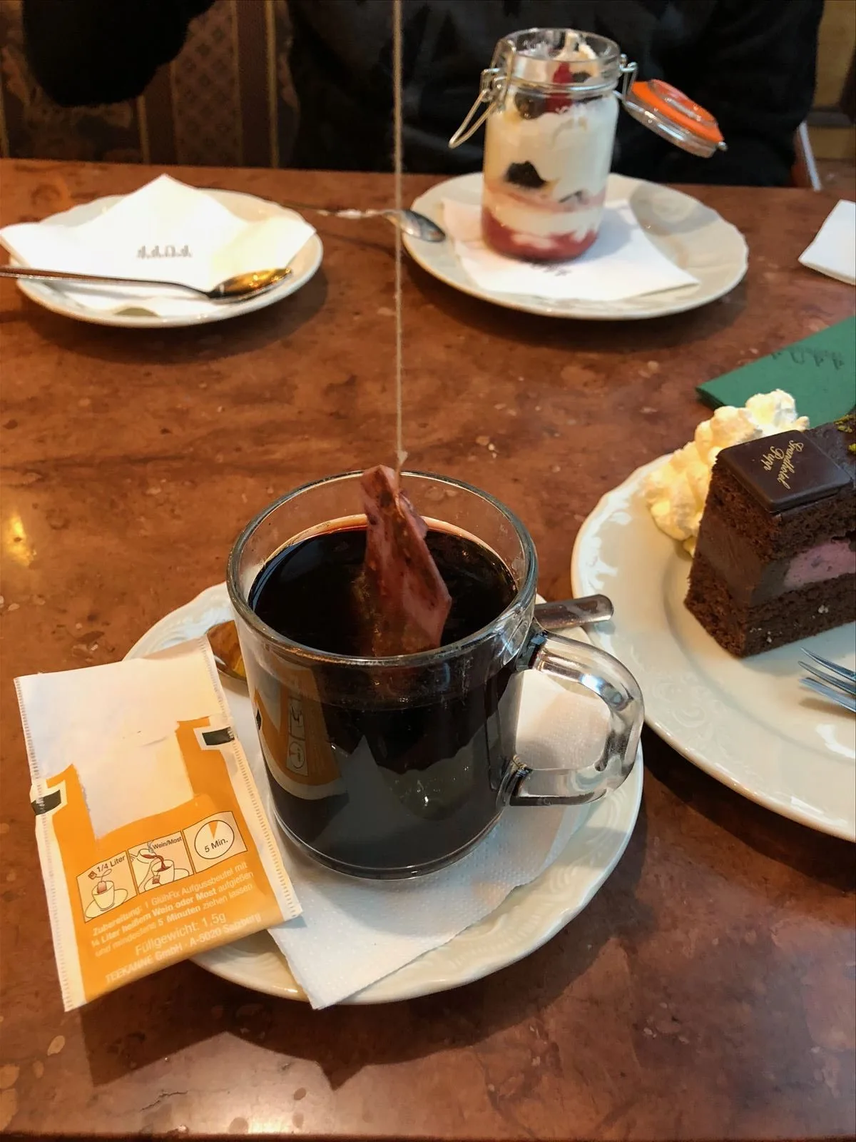 Coffee and dessert in Karlovy Vary cafe