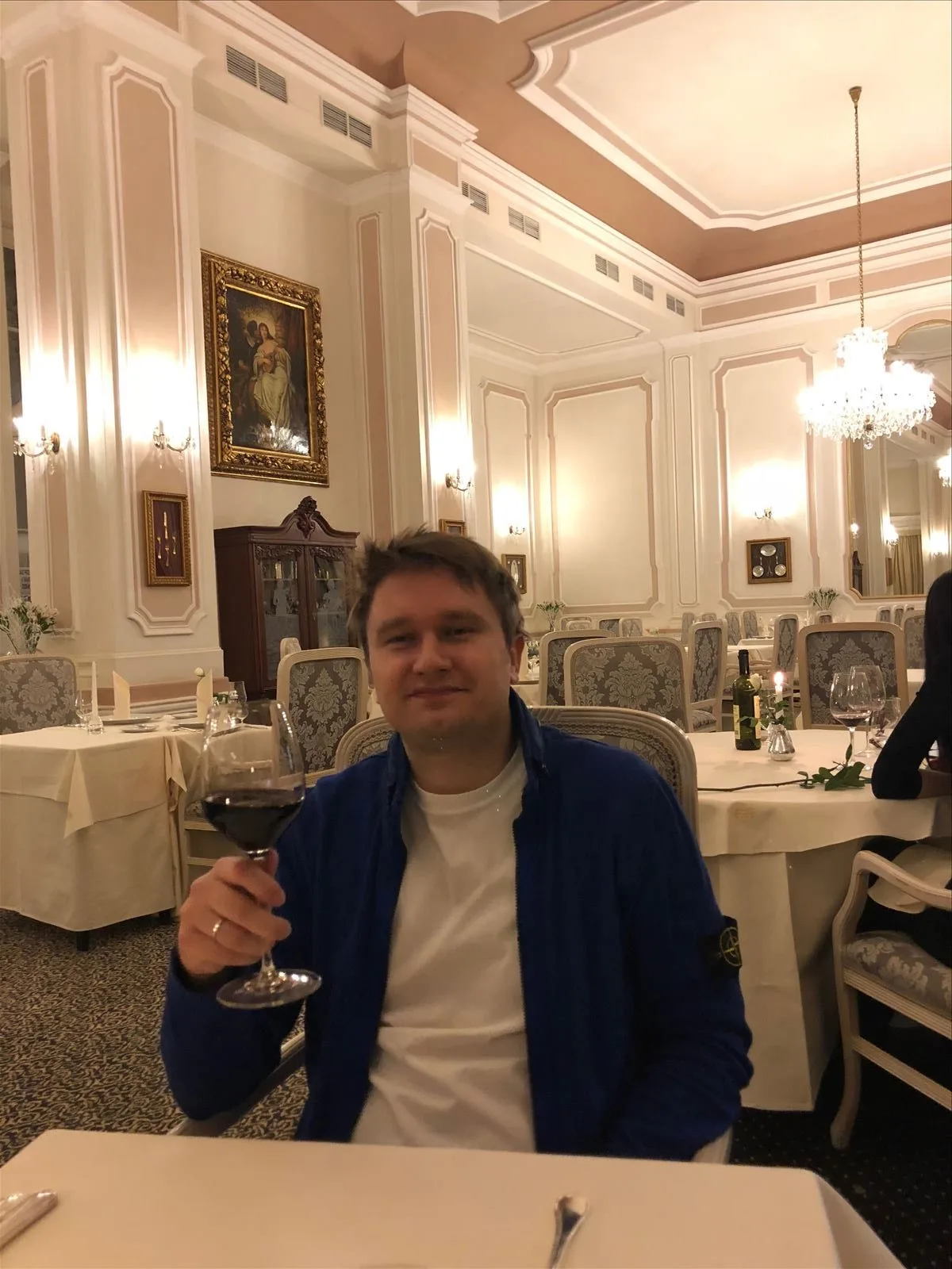 Man in a restaurant at Karlovy Vary hotel