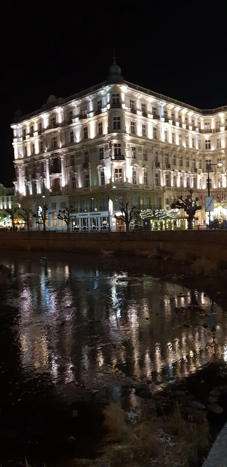 Karlovy Vary at night with lighting