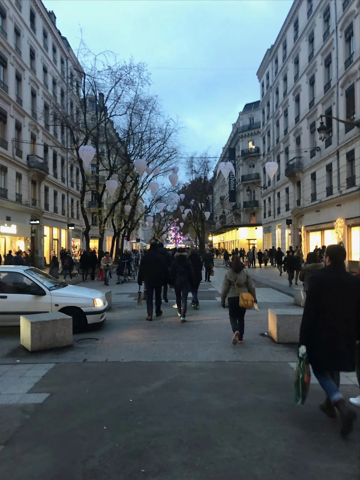 Winter shopping street in a European city