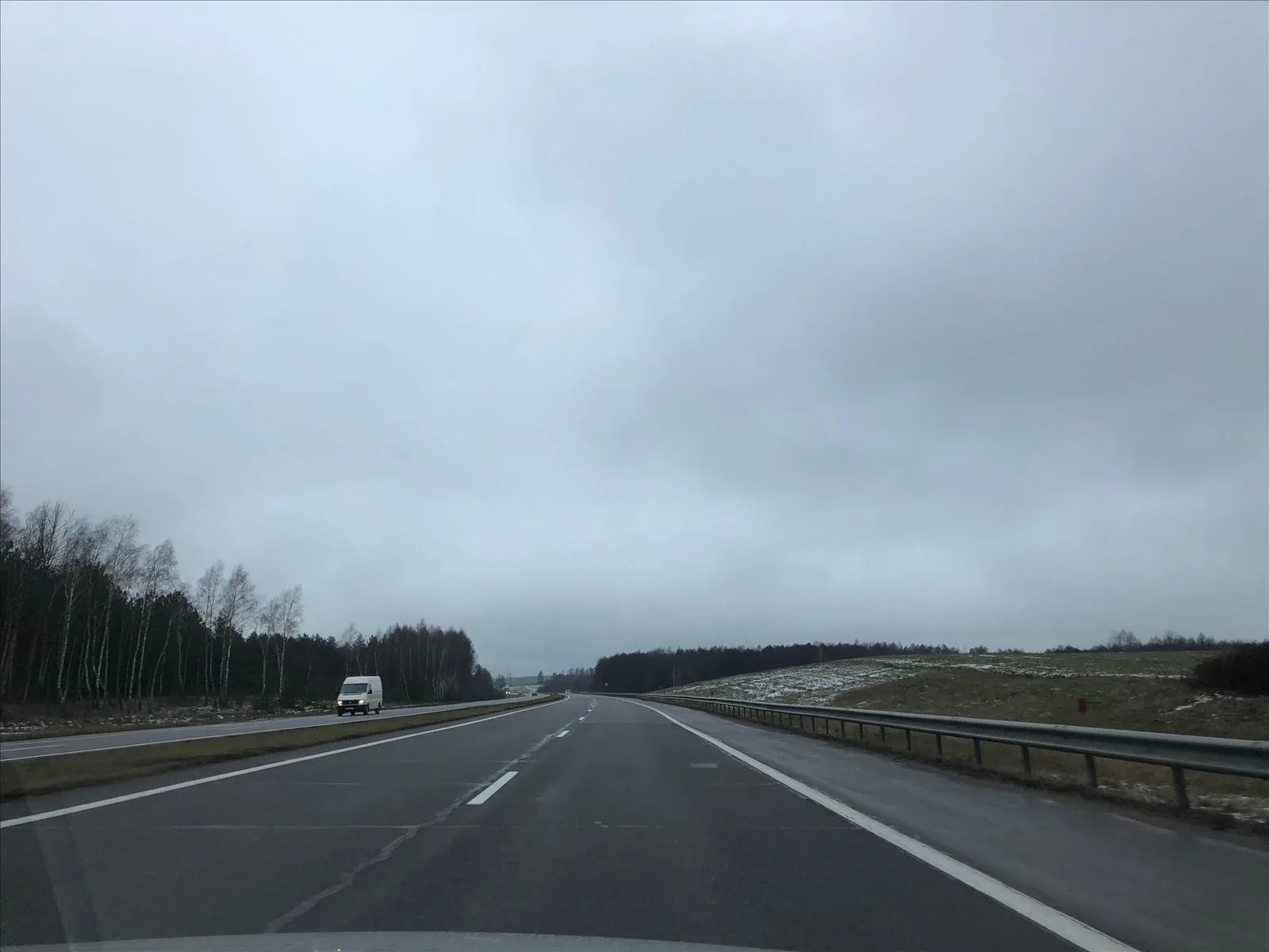 Empty European highway on a cloudy day