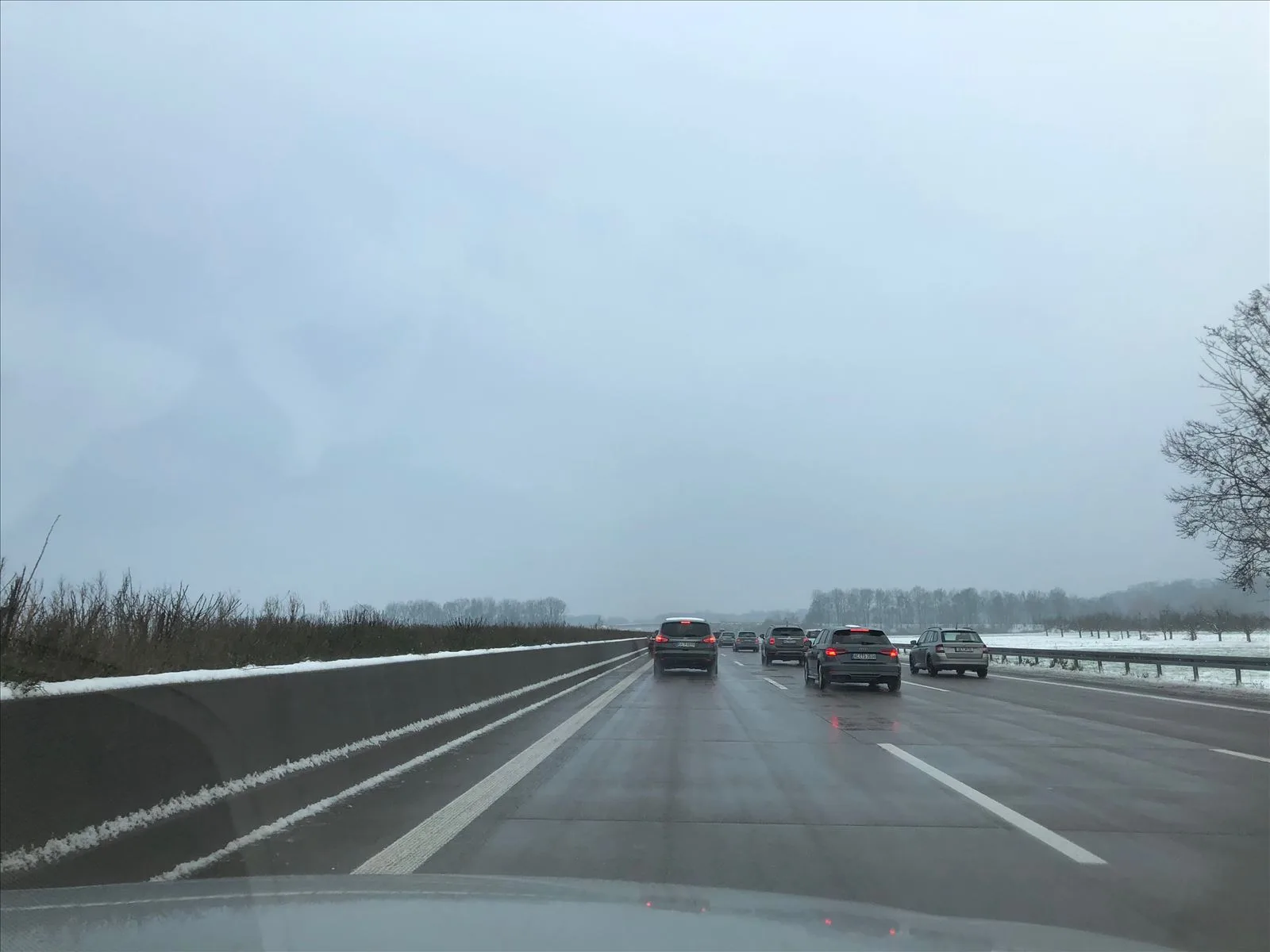 Gray highway on a winter day