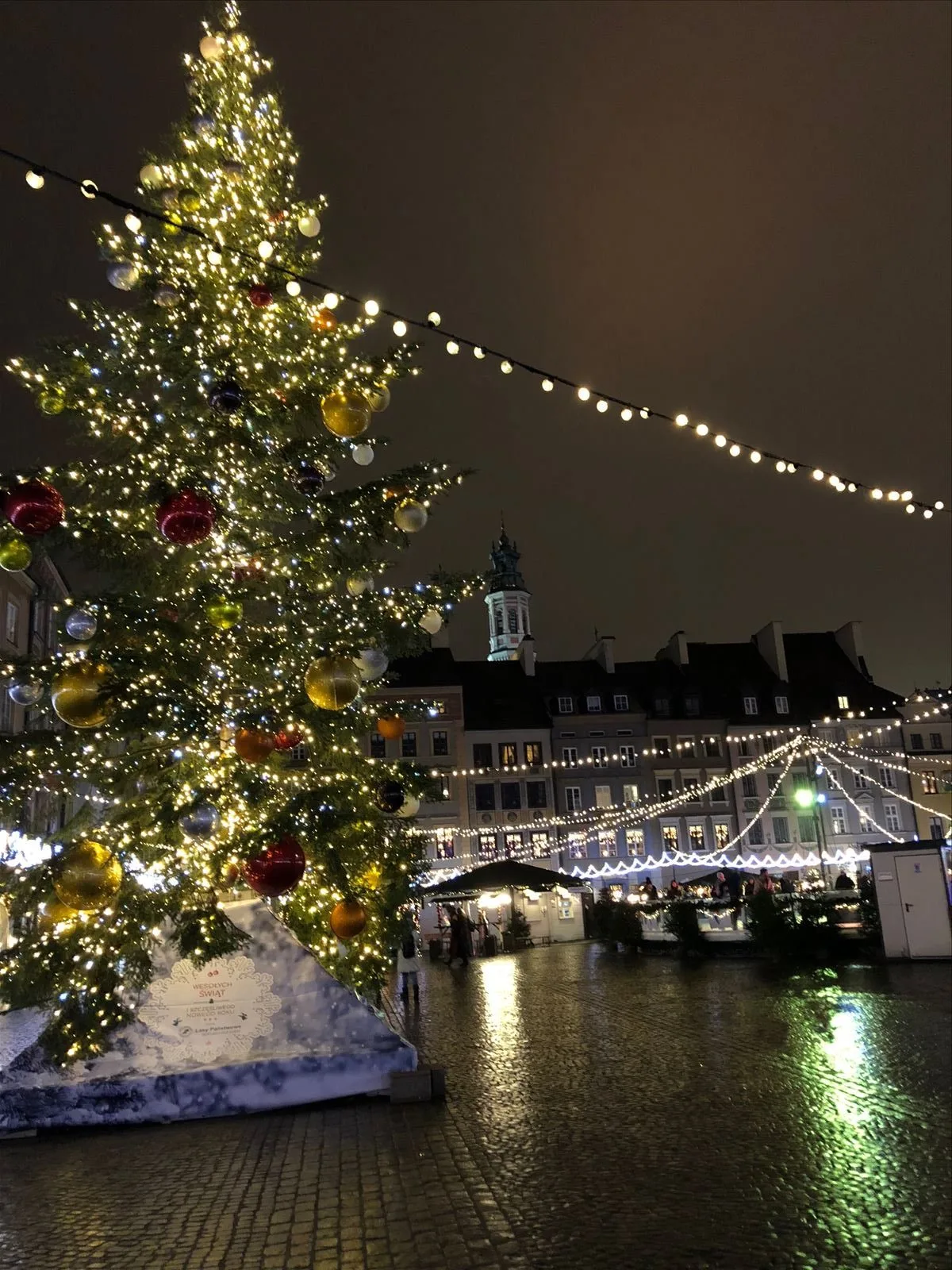 New Year tree with garlands in Warsaw
