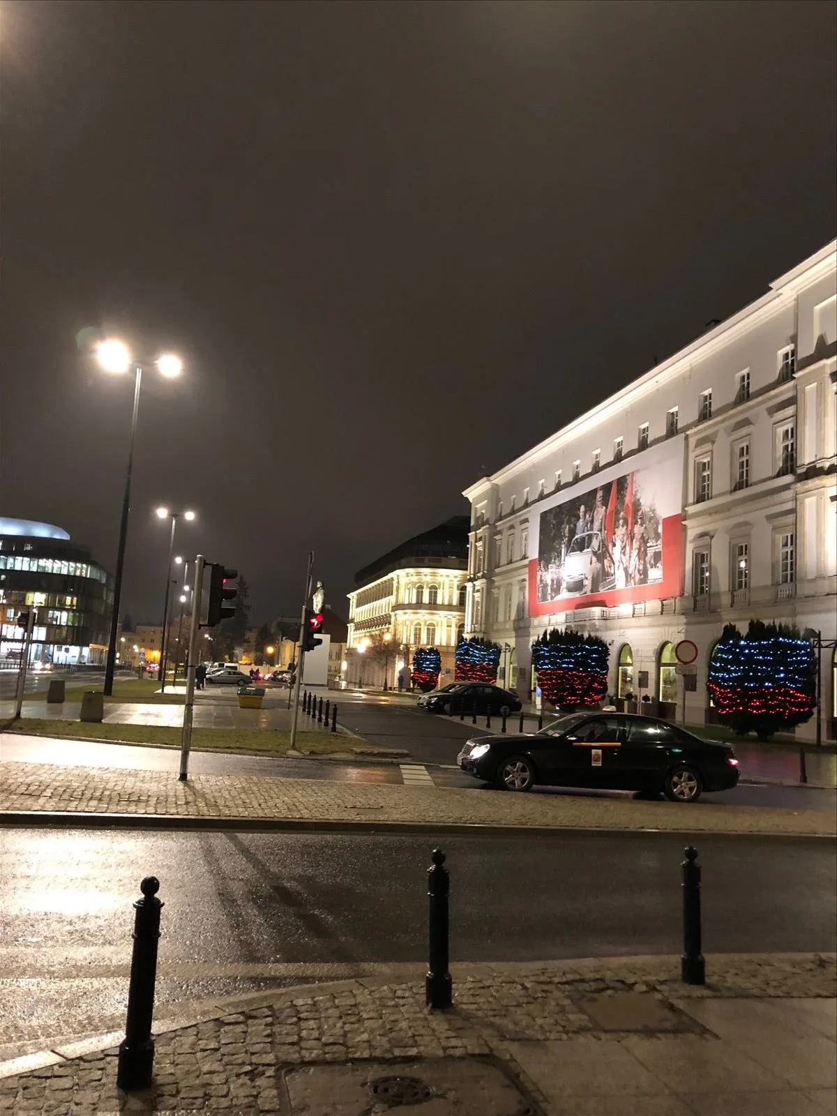 Night Warsaw, festive illumination