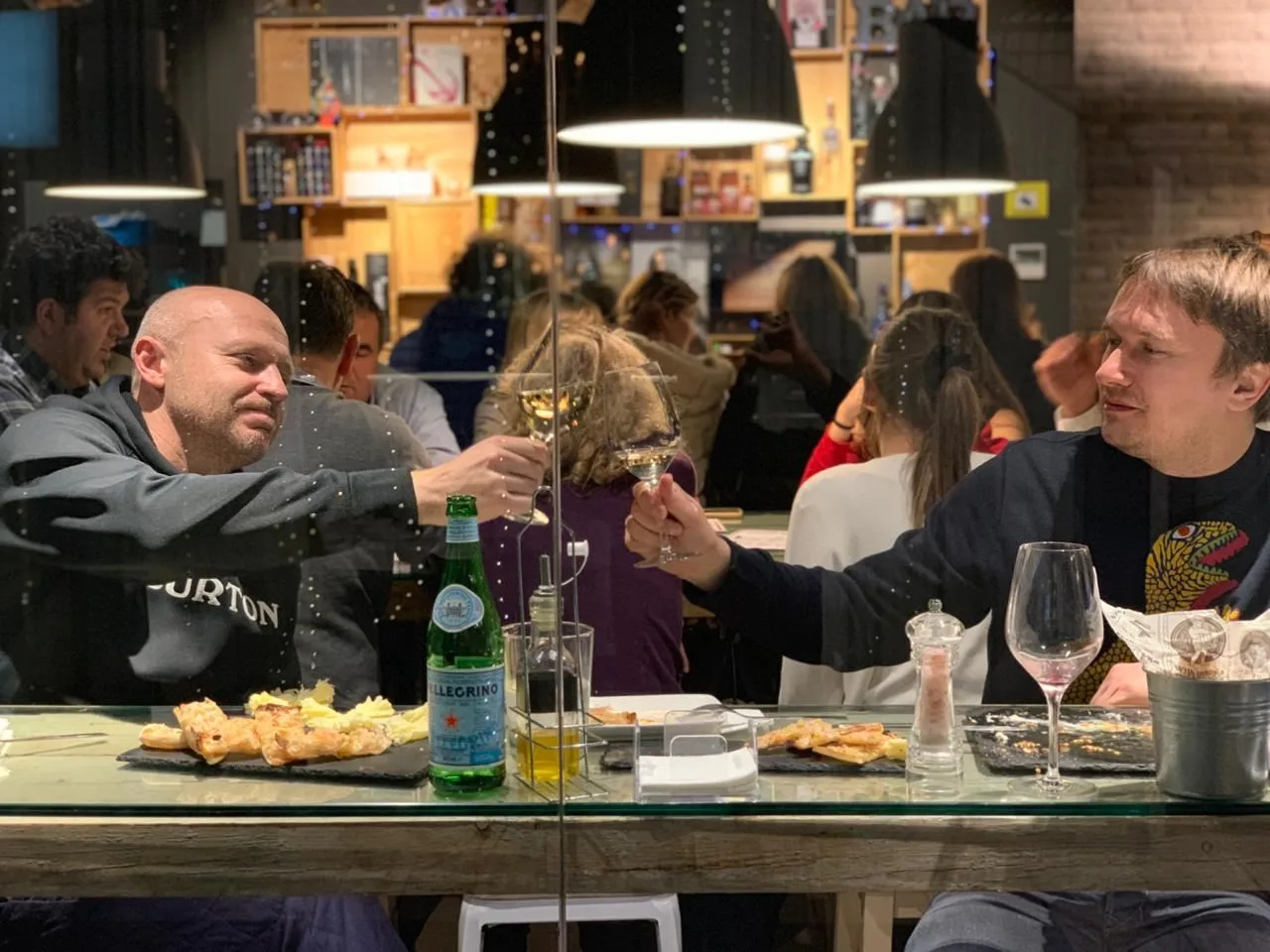 Interior of restaurant with guests in Andorra
