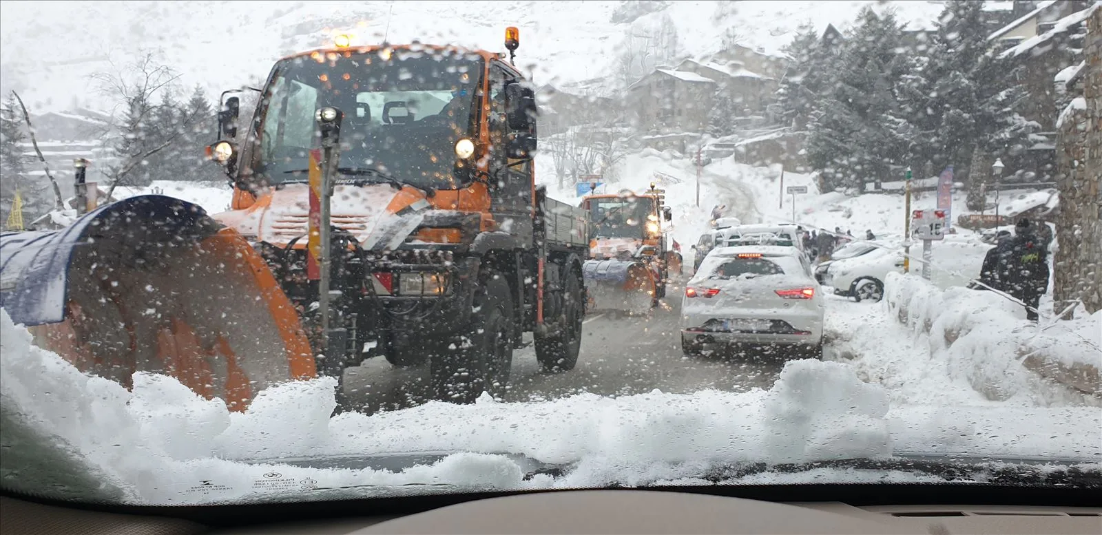 Tractor clearing snow in Andorra