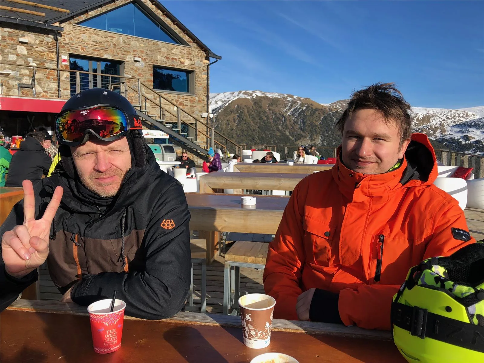 Couple after skiing at a resort