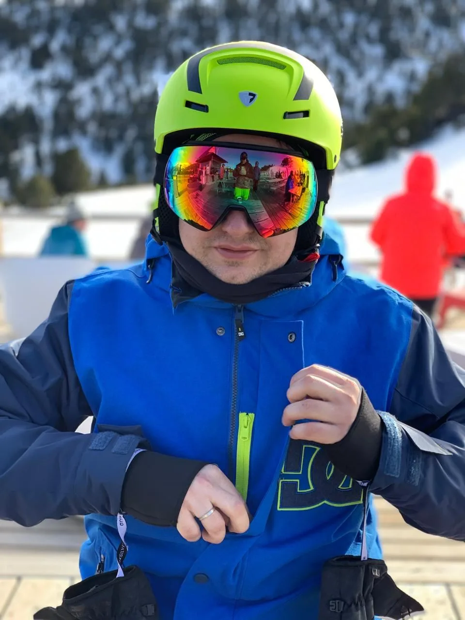 Close-up of skier in mask, Andorra
