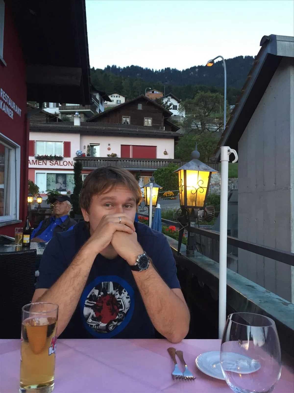 Tourist at a bar in Vaduz
