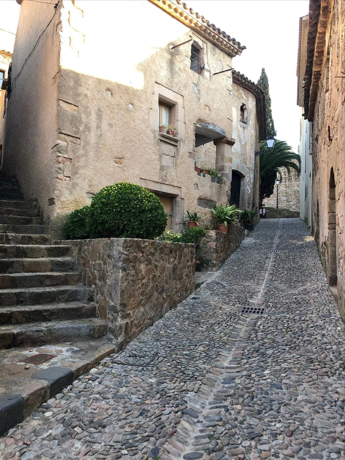 Steps and walls of Vila Vella in Tossa