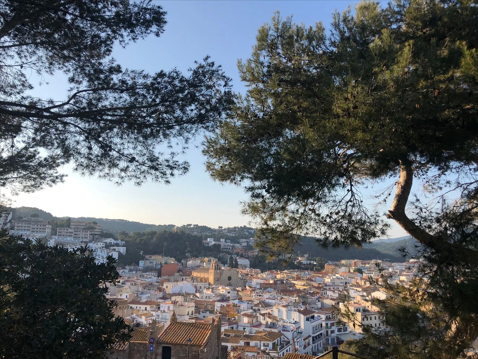 Wide panorama of Tossa bay with mountains