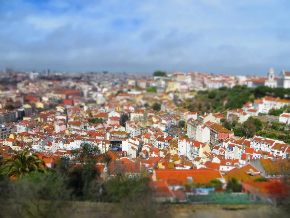 Lisbon panorama with Alfama's red roofs