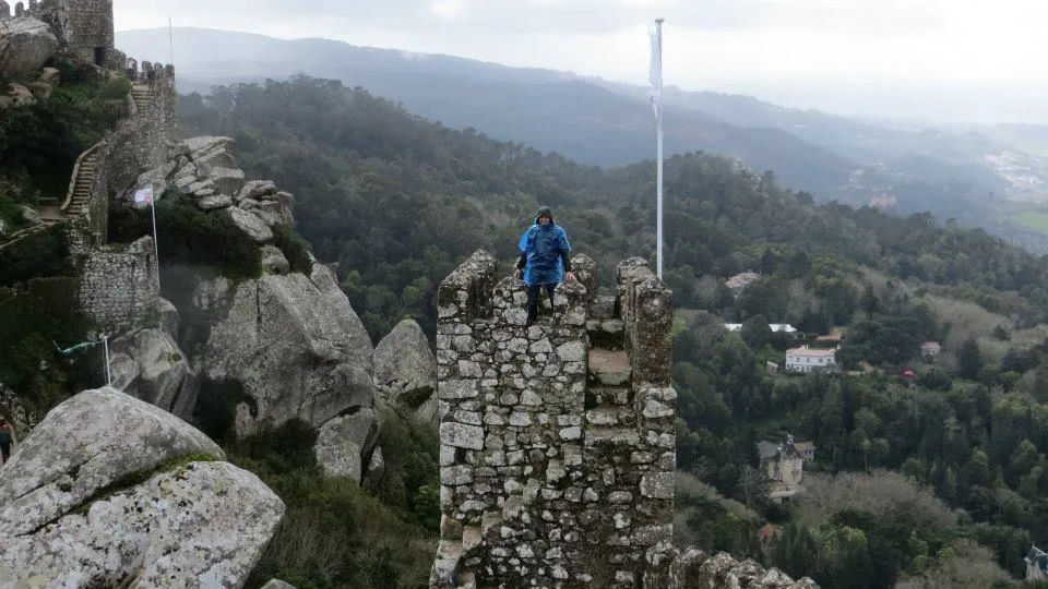 Stone walls of the Moorish castle in Sintra