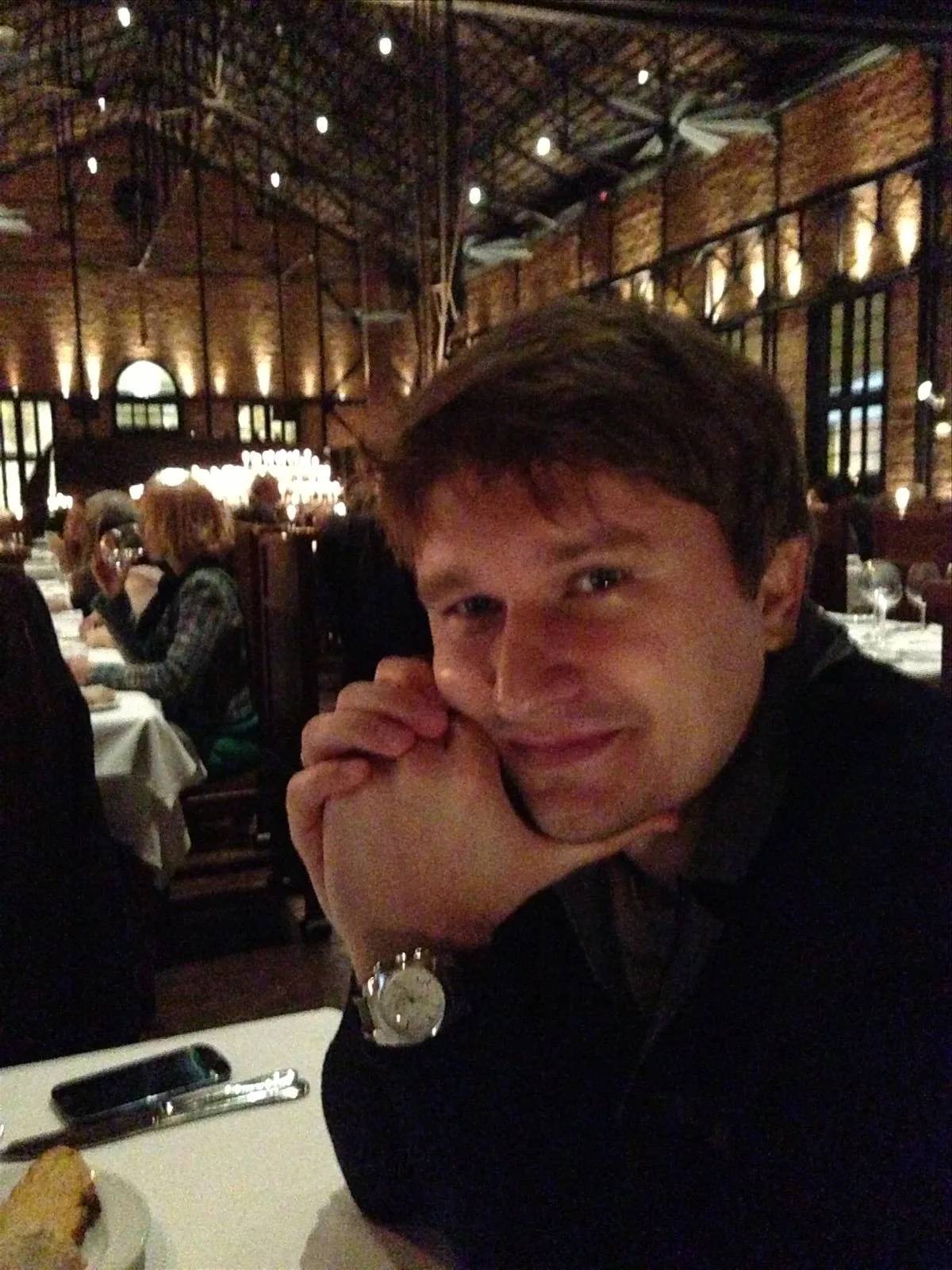Tourist dining in a Lisbon restaurant