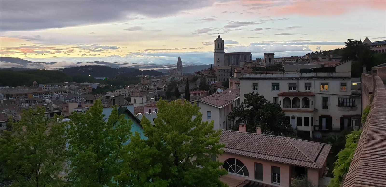 Tourists at the viewpoint in Girona
