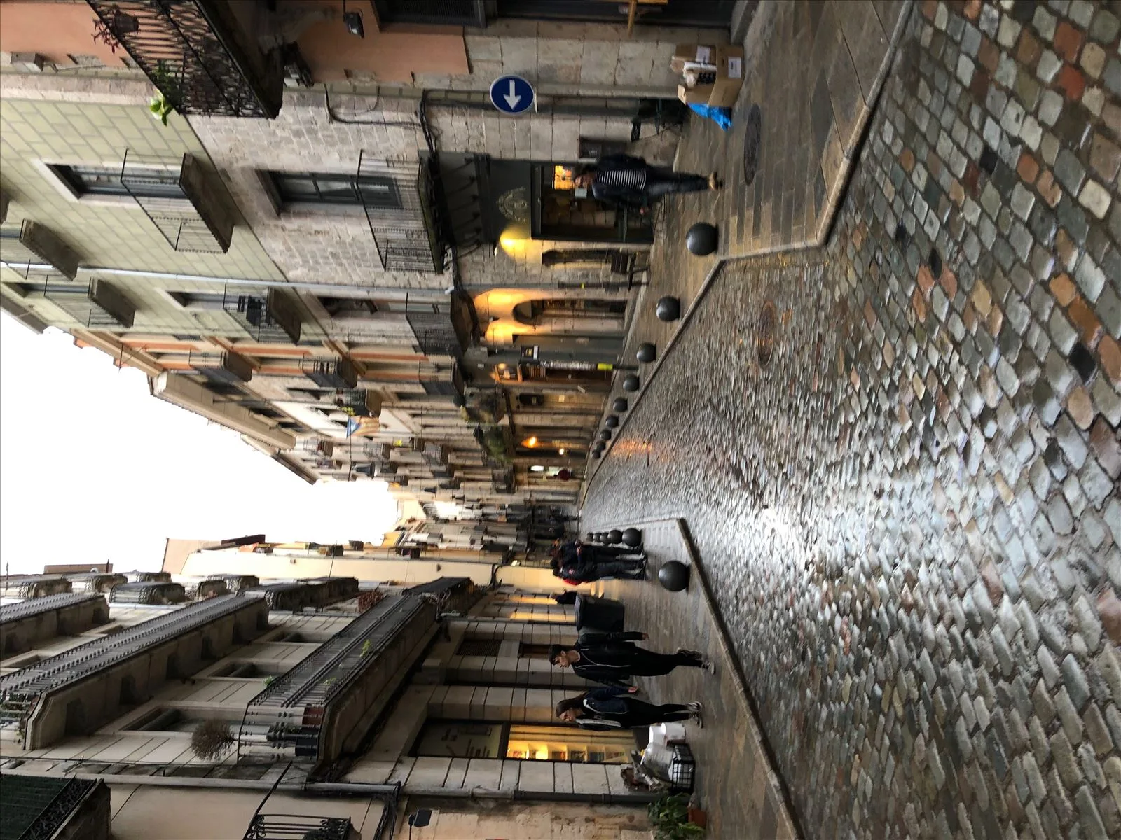 Stone corridor under a bridge in Girona