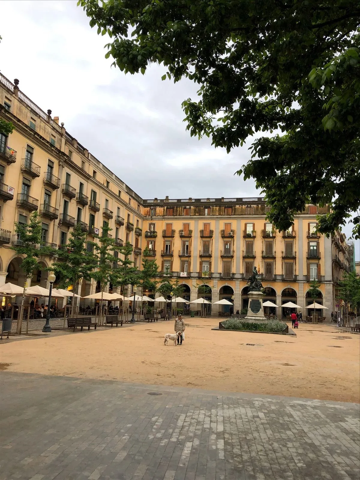 Square with arcades in Girona center