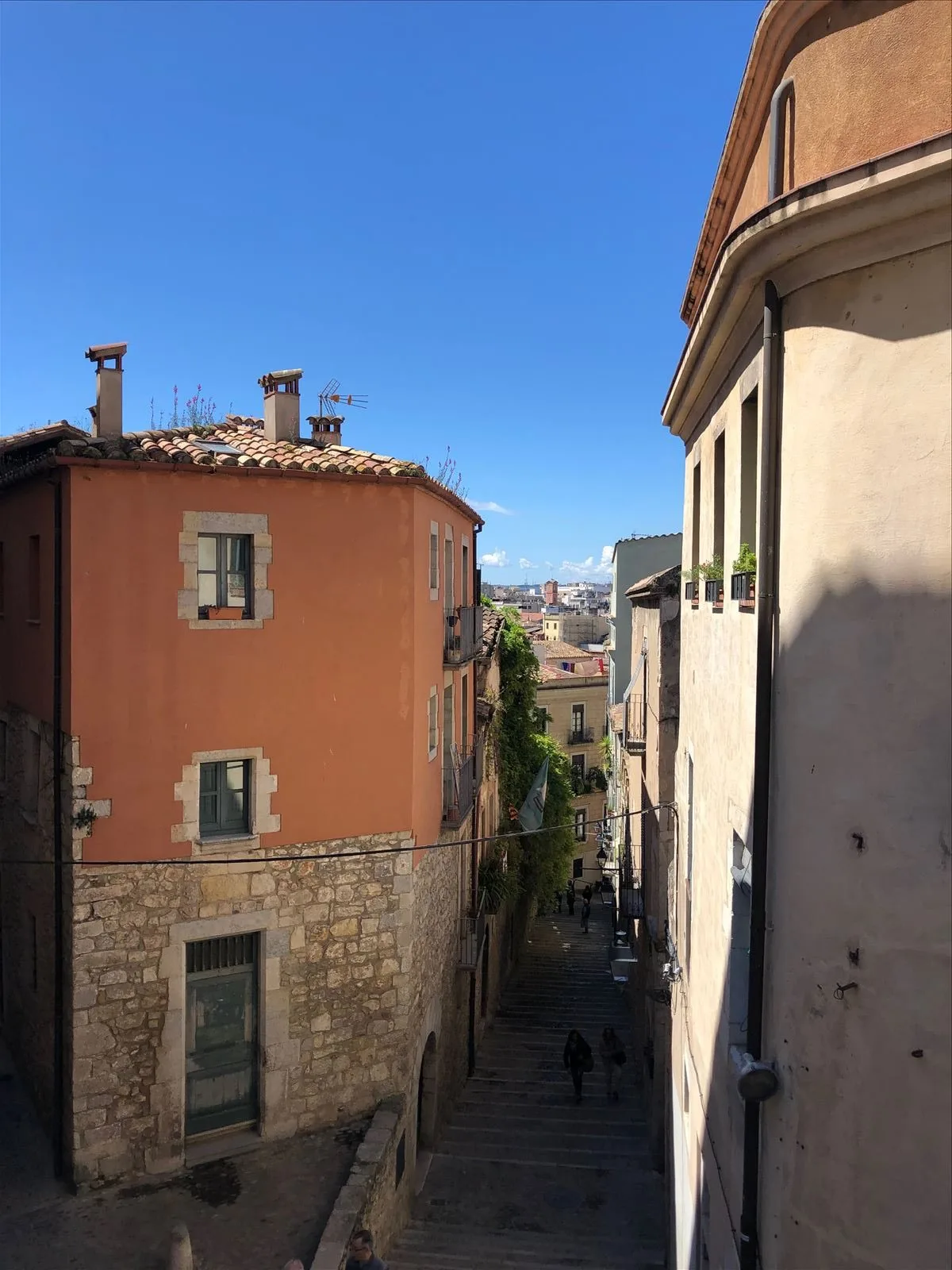 Orange house on the corner in Girona