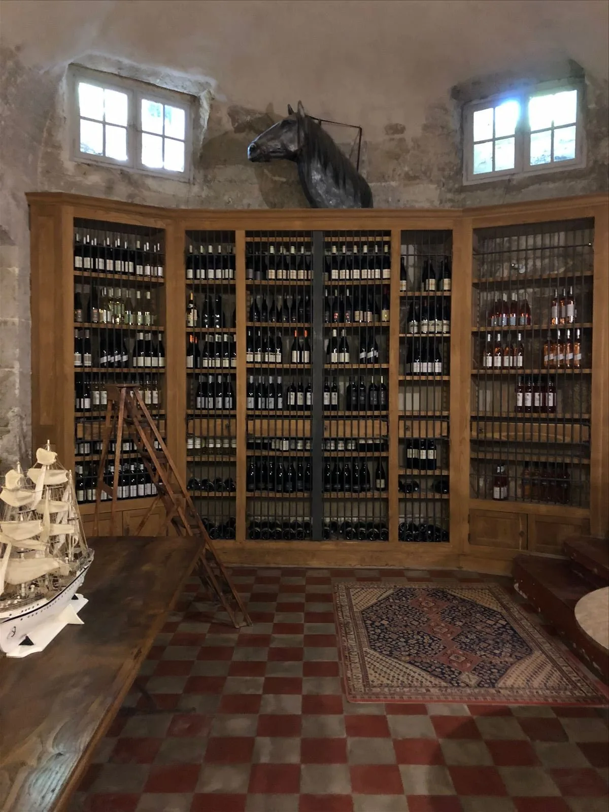 Wine library in the château cellar