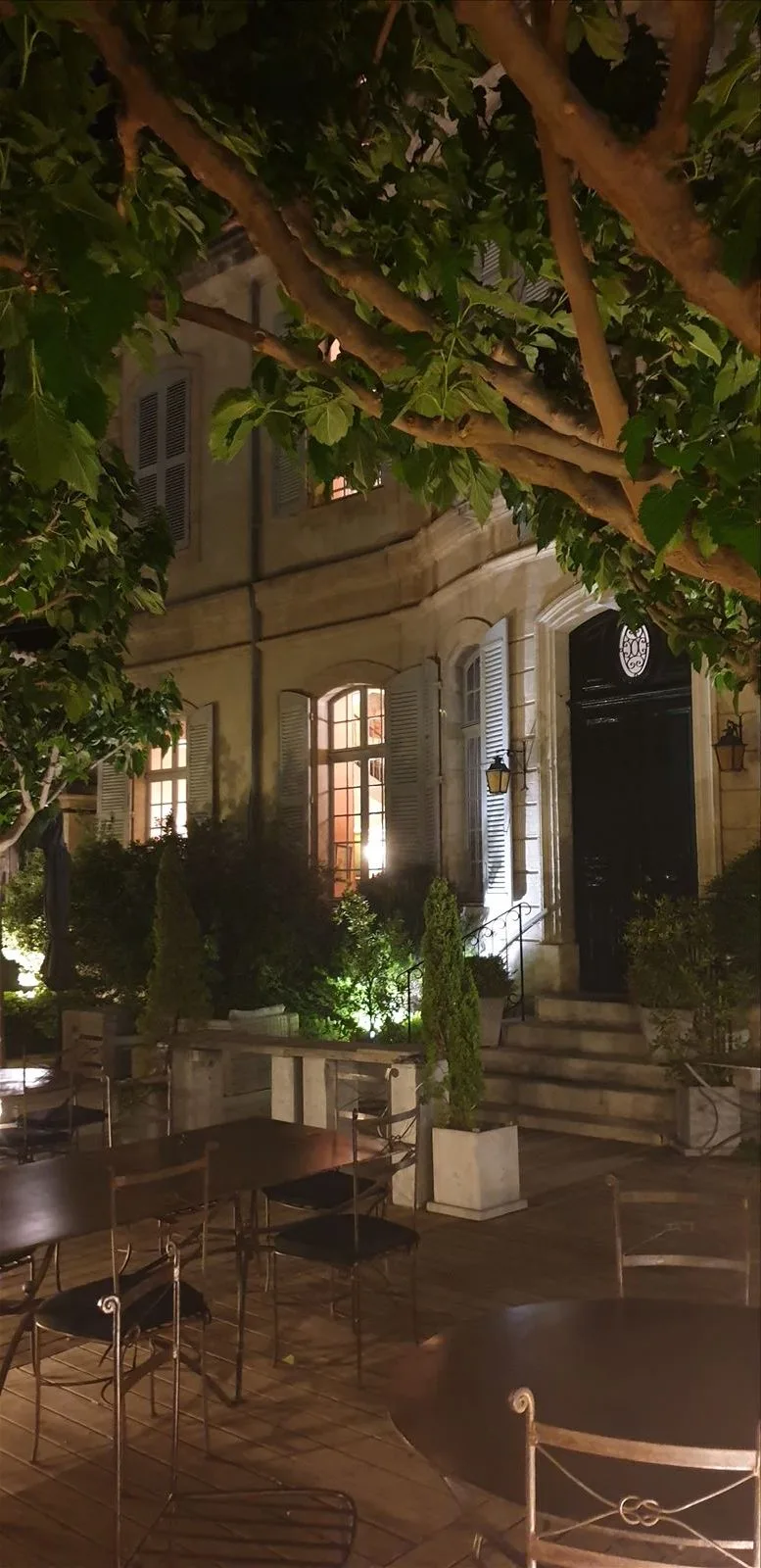Terrace of Chateau de Mazan in the evening