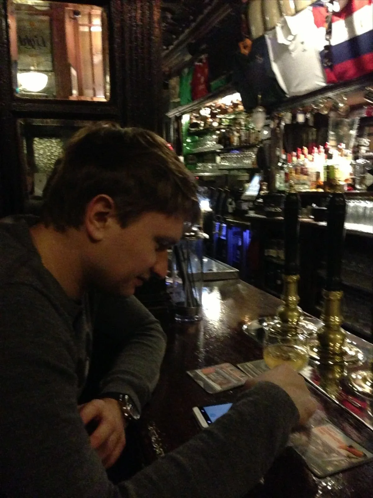 Visitor at a table in a Dublin pub