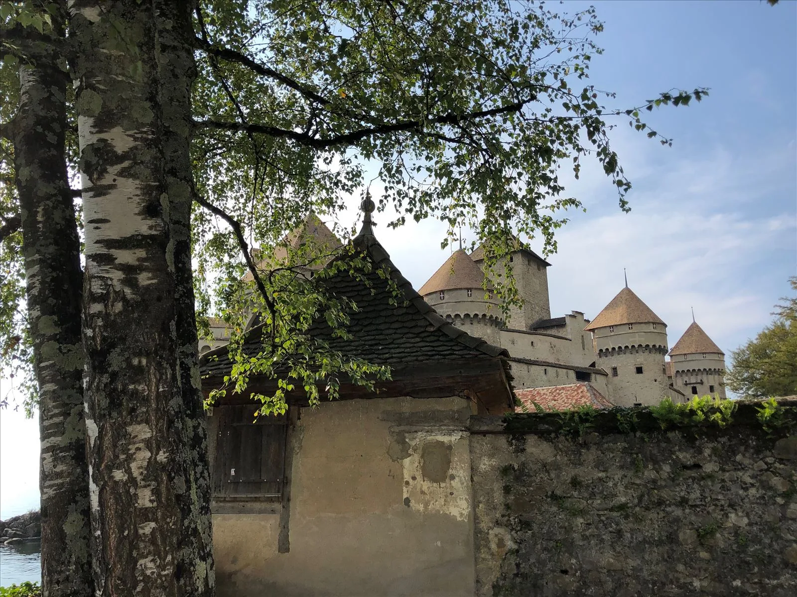 Chillon Castle walls from the courtyard