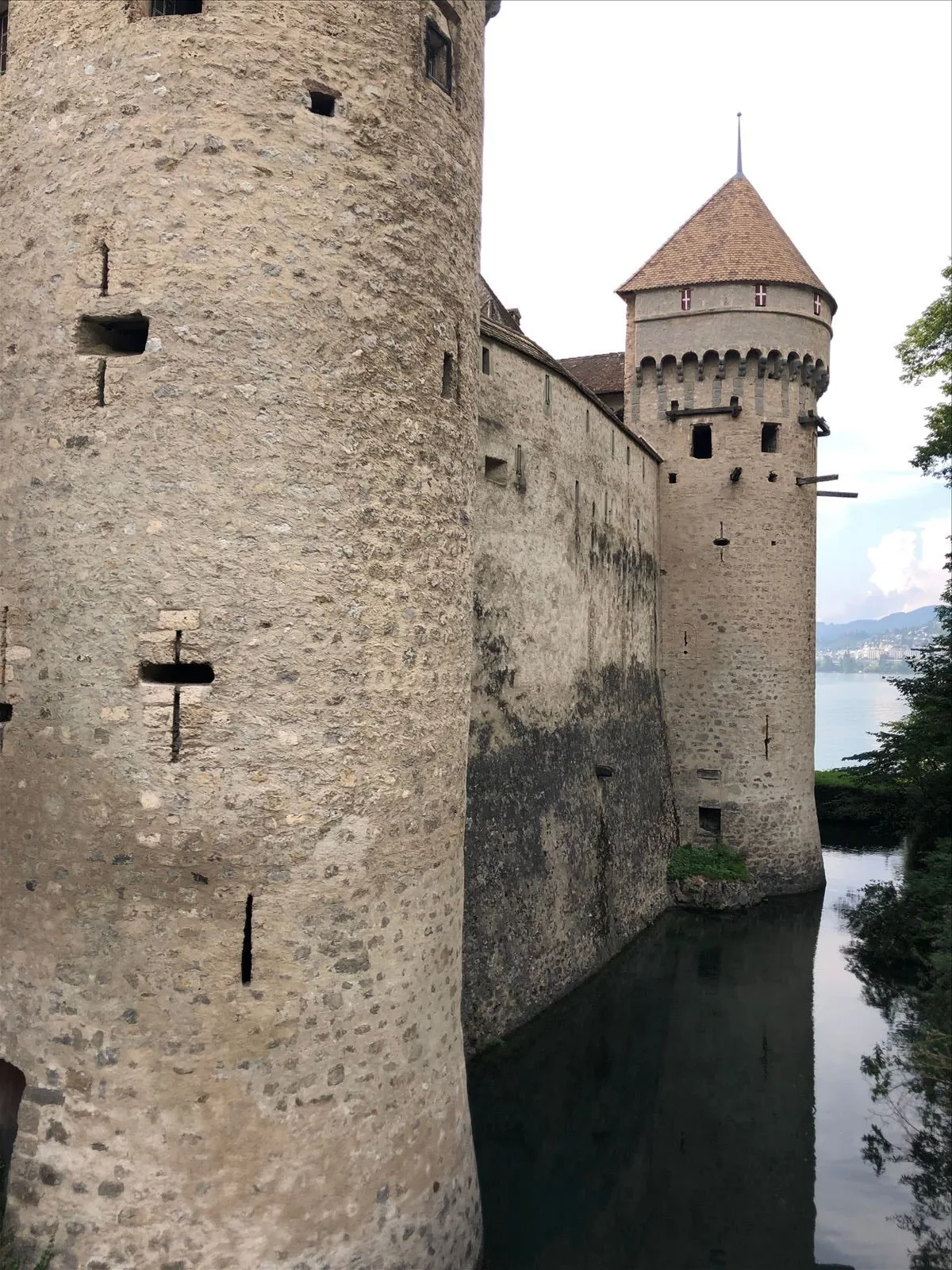 Walls and tower of Chillon Castle
