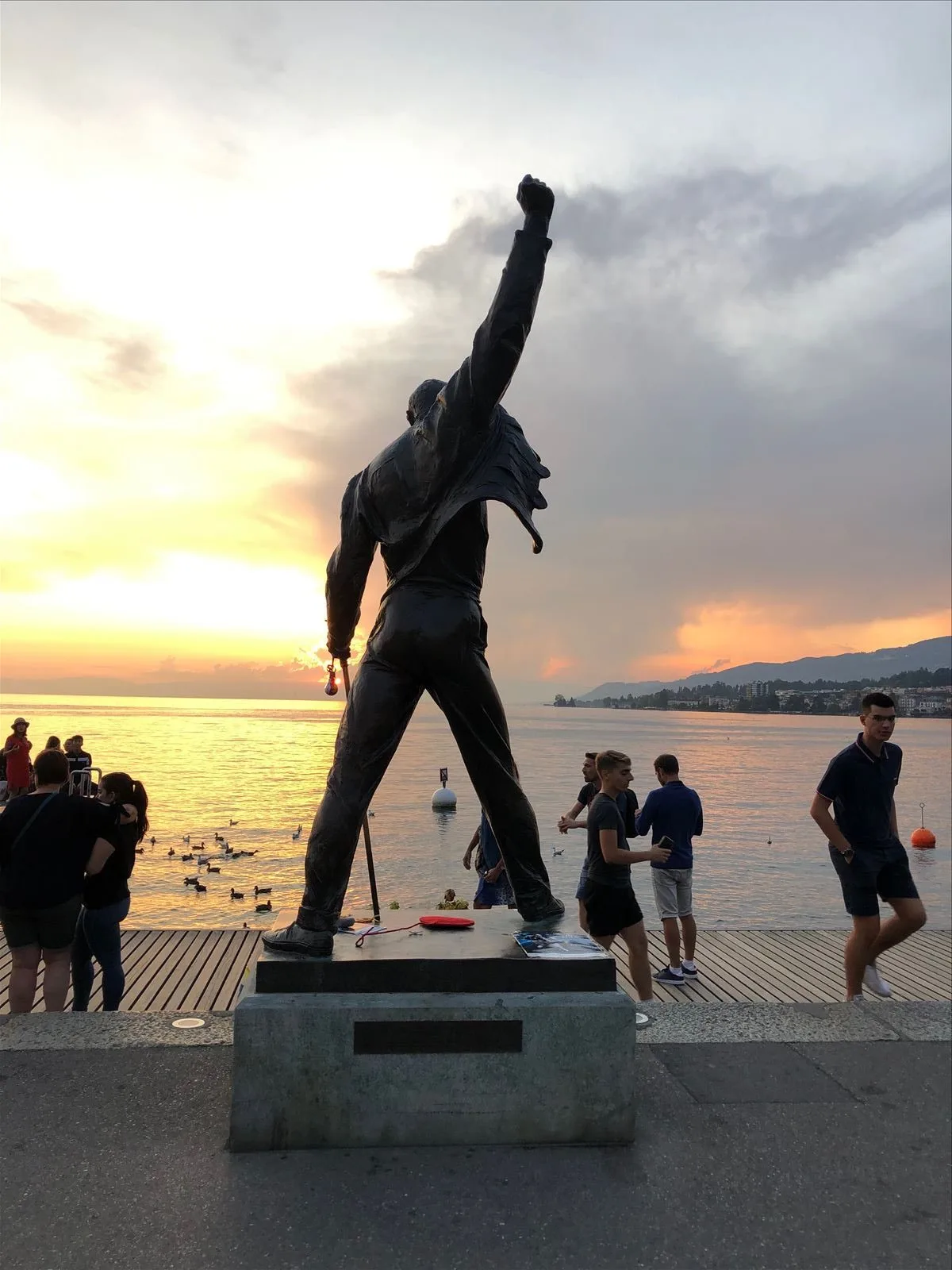 Freddie Mercury at sunset in Montreux