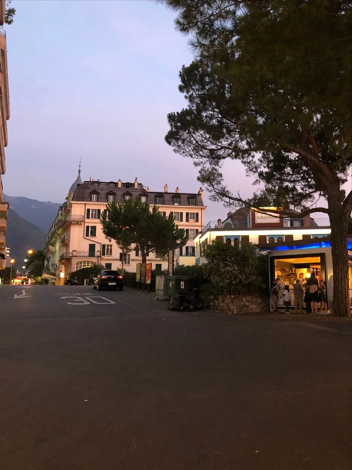Evening street in downtown Montreux