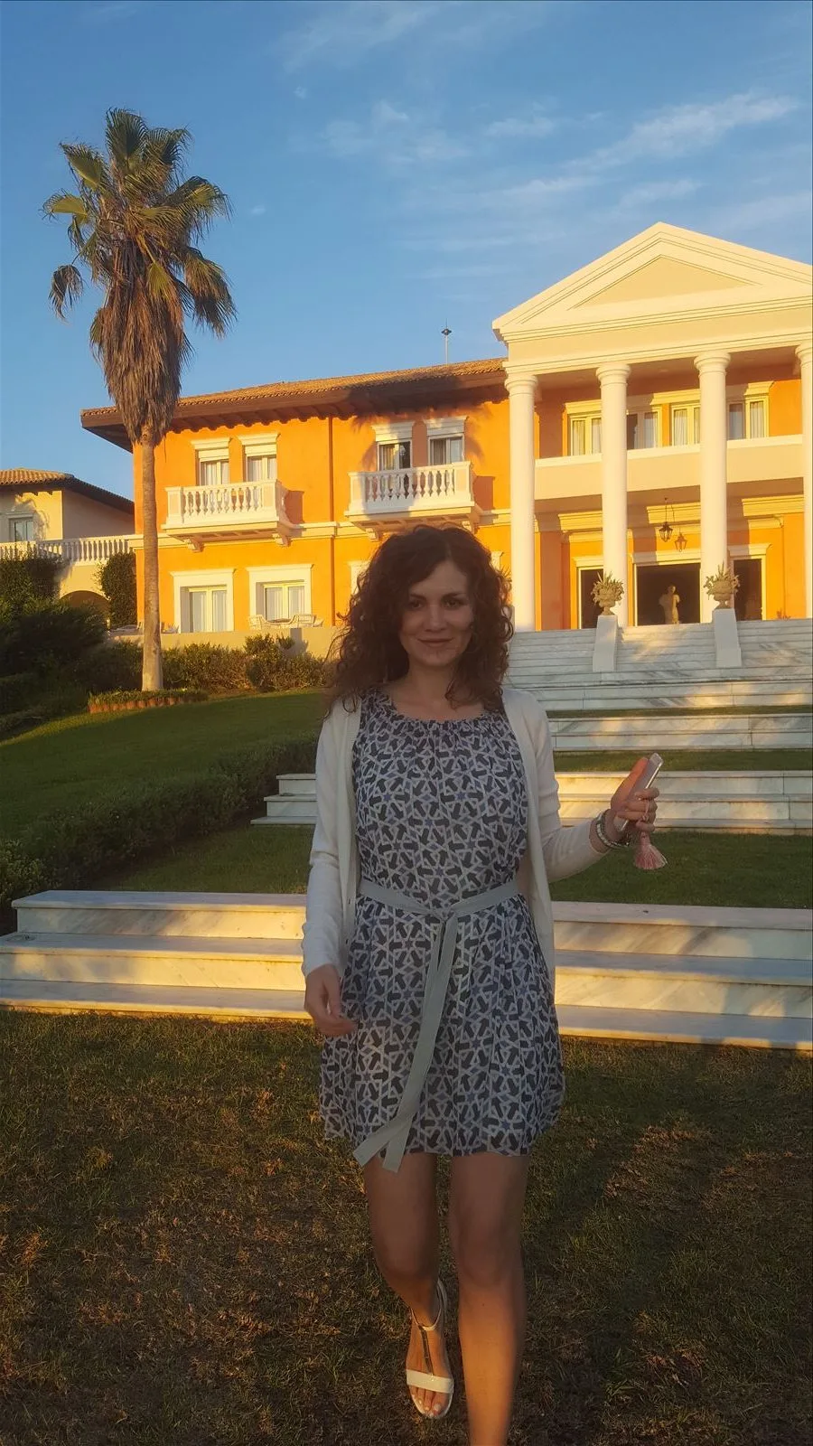Girl at the entrance of Grecotel hotel