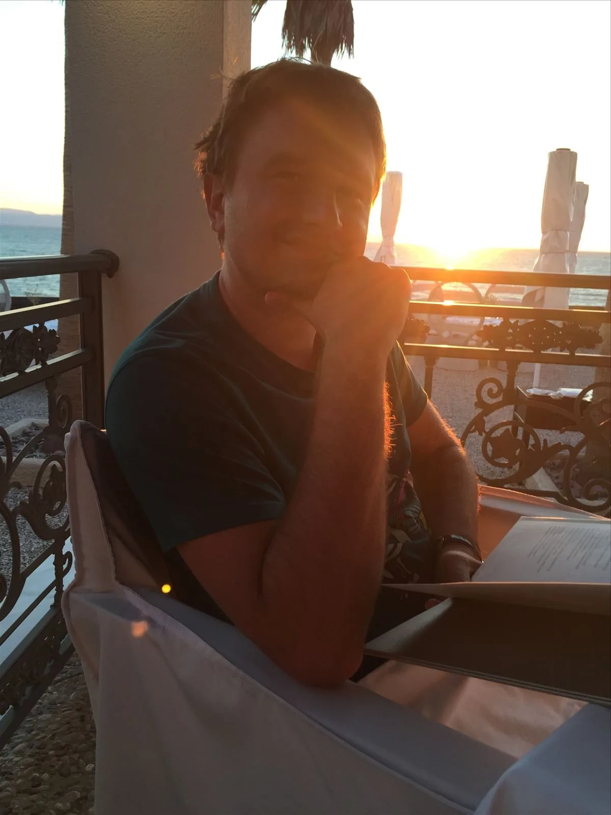 Dinner on the open terrace of a hotel