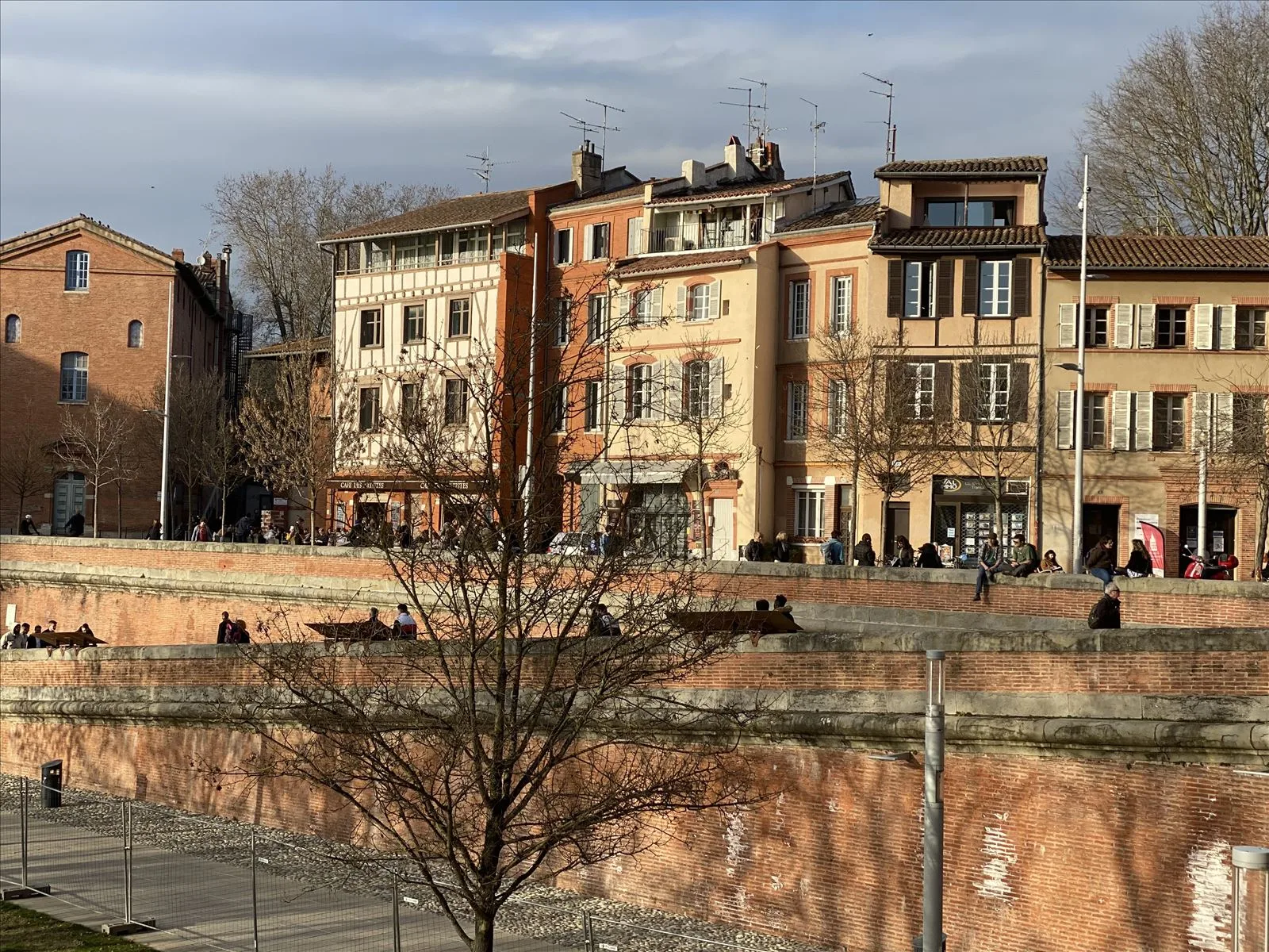 Brick houses on the waterfront of Toulouse