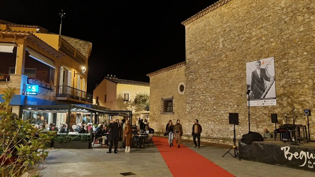 Medieval alley with red carpet