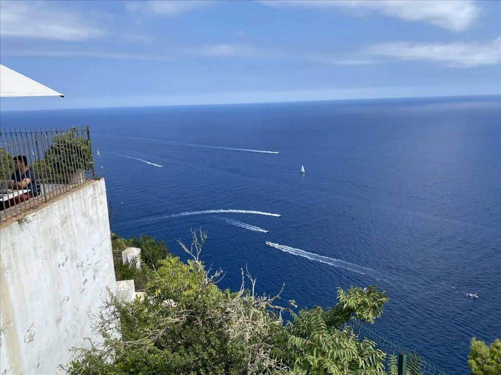 Blue sea of Costa Brava with white building