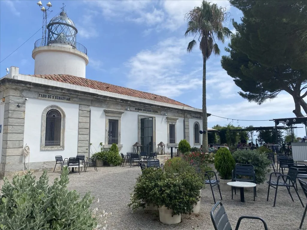Lighthouse with sea and pine view