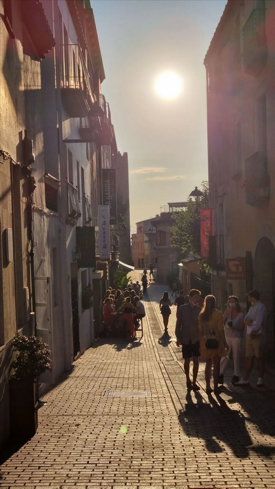 Stone street in Begur during the day